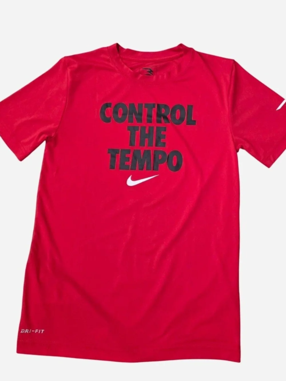 Nike Kids Red 'Control The Tempo' Graphic Tee with black Nike Shorts Large